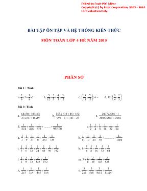Bài tập ôn hệ thống kiến thức môn Toán 4